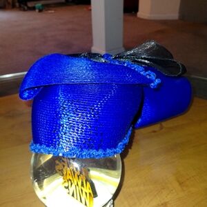 Vibrant Blue Fascinator Hat with Black Bow
